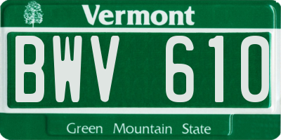 VT license plate BWV610