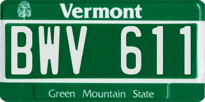 VT license plate BWV611