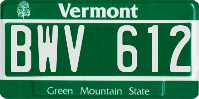 VT license plate BWV612