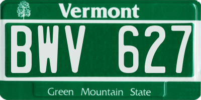 VT license plate BWV627
