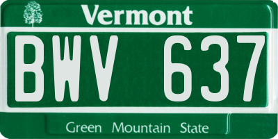 VT license plate BWV637