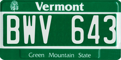 VT license plate BWV643