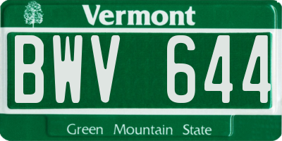 VT license plate BWV644