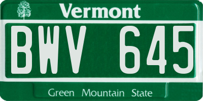 VT license plate BWV645