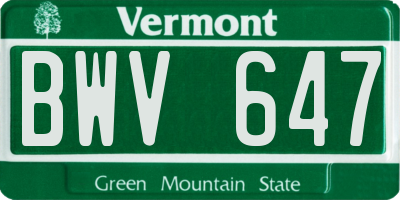 VT license plate BWV647