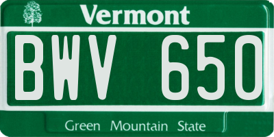 VT license plate BWV650