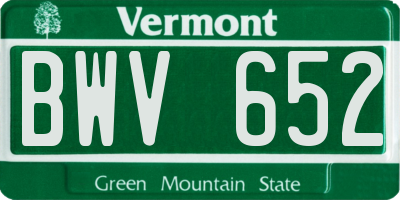 VT license plate BWV652