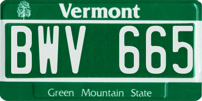 VT license plate BWV665