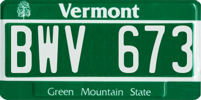 VT license plate BWV673