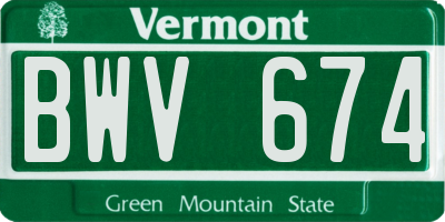 VT license plate BWV674