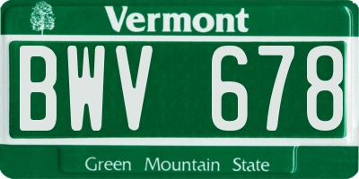 VT license plate BWV678