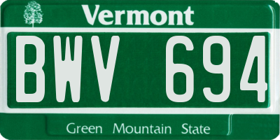 VT license plate BWV694
