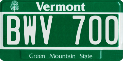VT license plate BWV700