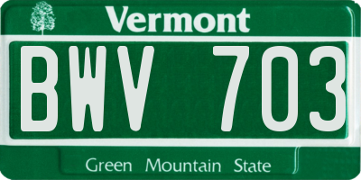 VT license plate BWV703