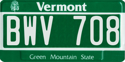 VT license plate BWV708