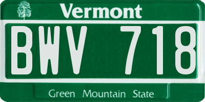 VT license plate BWV718