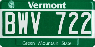 VT license plate BWV722