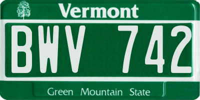 VT license plate BWV742