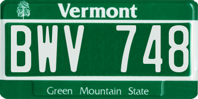 VT license plate BWV748