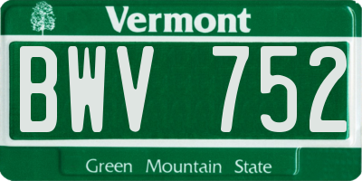 VT license plate BWV752