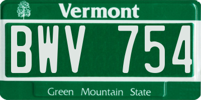 VT license plate BWV754
