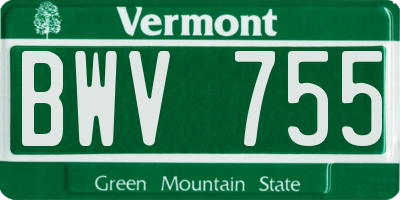 VT license plate BWV755