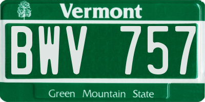 VT license plate BWV757