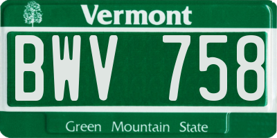 VT license plate BWV758