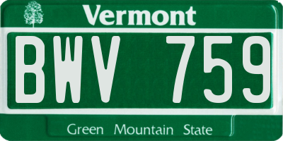 VT license plate BWV759