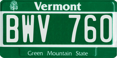 VT license plate BWV760