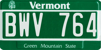 VT license plate BWV764