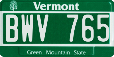 VT license plate BWV765