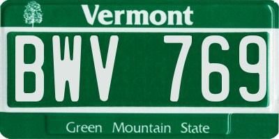 VT license plate BWV769
