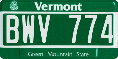 VT license plate BWV774