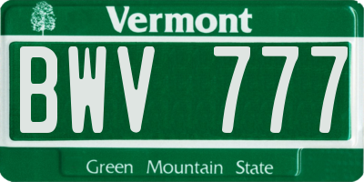 VT license plate BWV777