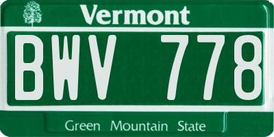 VT license plate BWV778