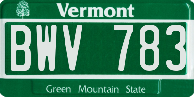 VT license plate BWV783