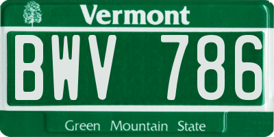 VT license plate BWV786