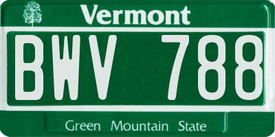 VT license plate BWV788