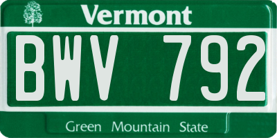 VT license plate BWV792