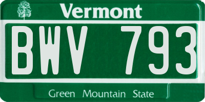 VT license plate BWV793