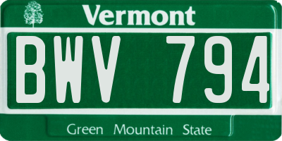 VT license plate BWV794