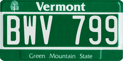 VT license plate BWV799