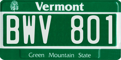 VT license plate BWV801