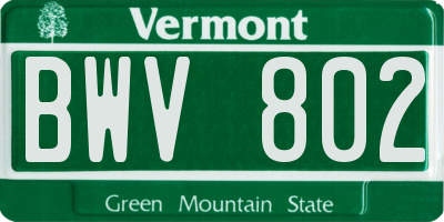 VT license plate BWV802