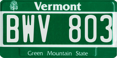 VT license plate BWV803