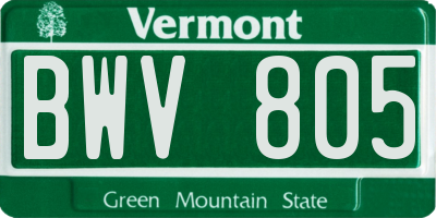 VT license plate BWV805