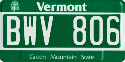 VT license plate BWV806