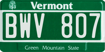 VT license plate BWV807