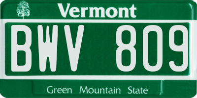 VT license plate BWV809